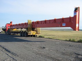 Перевозка кран-балок (длина - 32 метра) совместно с компанией M&M по маршруту Достык — Кандыгаш